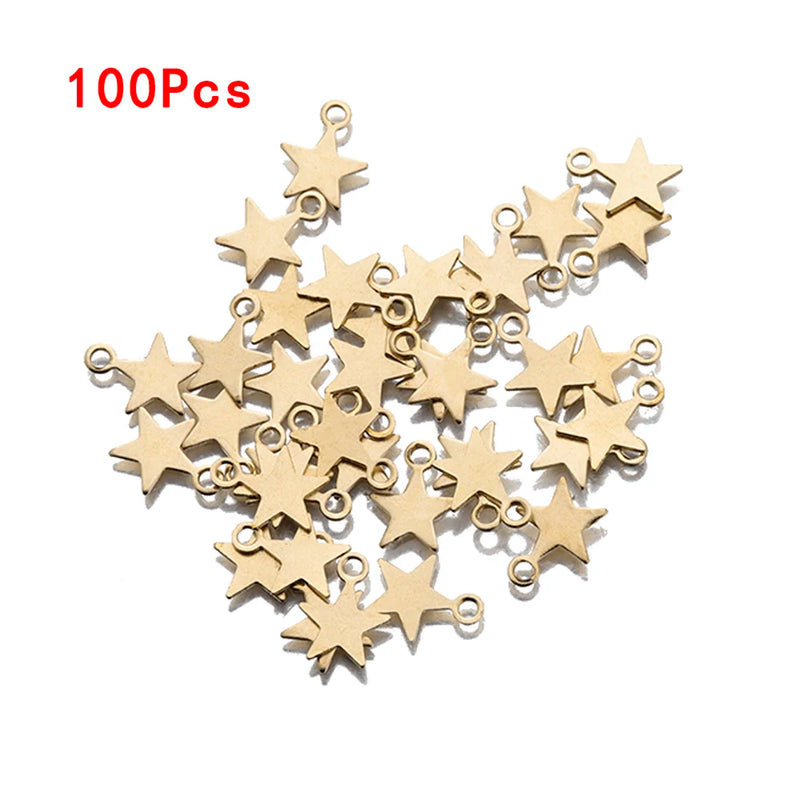 100Pcs Raw Brass Star Charms Mini Five-pointed Star Charms