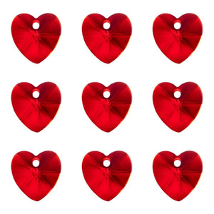 100Pcs Red Crystal Heart Beads for Jewelry Making
