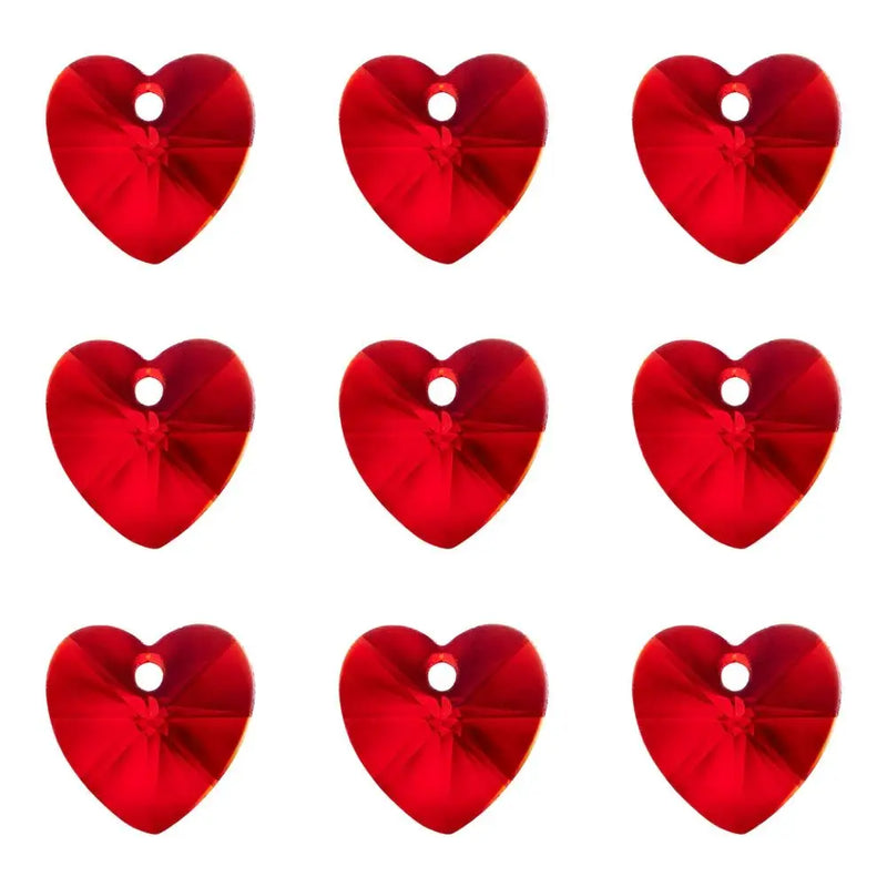 100Pcs Red Crystal Heart Beads for Jewelry Making