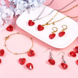 100Pcs Red Crystal Heart Beads for Jewelry Making