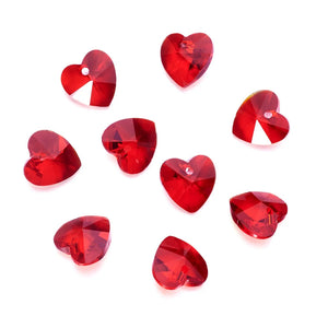 100Pcs Red Crystal Heart Beads for Jewelry Making