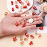 100Pcs Red & Pink Strawberry Lampwork Beads Rondelle Spacer Charms