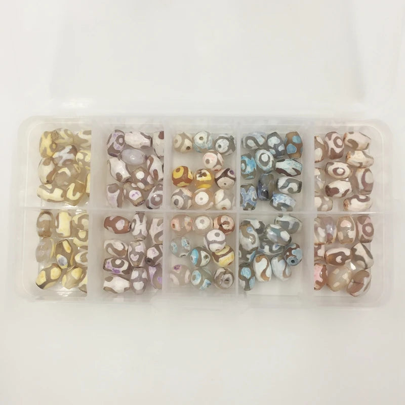 100Pcs Natural Stone Loose Bead Mix Colors 7*10MM Oval 8MM Round