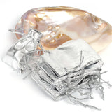 100Pcs Silver Organza Bags 7x9cm Jewelry Christmas Wedding Party Gift Bags