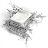 100Pcs Silver Organza Bags 7x9cm Jewelry Christmas Wedding Party Gift Bags