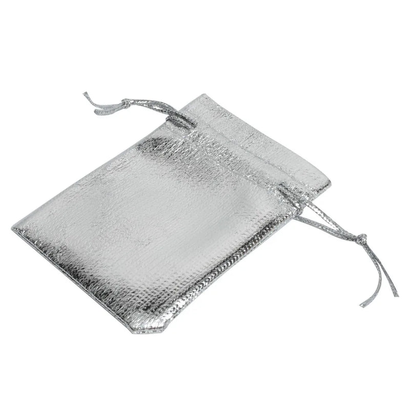 100Pcs Silver Organza Bags 7x9cm Jewelry Christmas Wedding Party Gift Bags