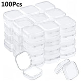 100Pcs Small Square Plastic Box Jewelry Storage Case