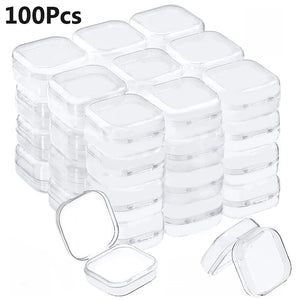 100Pcs Small Square Plastic Box Jewelry Storage Case