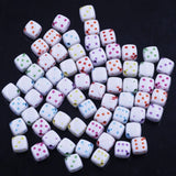 100Pcs Spacer Beads Dice Square Acrylic Dot For Charm Necklaces Mixed Colorful