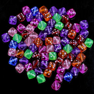 100Pcs Spacer Beads Dice Square Acrylic Dot For Charm Necklaces Mixed Colorful