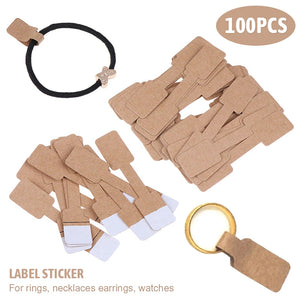 100Pcs Square Blank Tags Necklace Ring Jewelry Labels Stickers