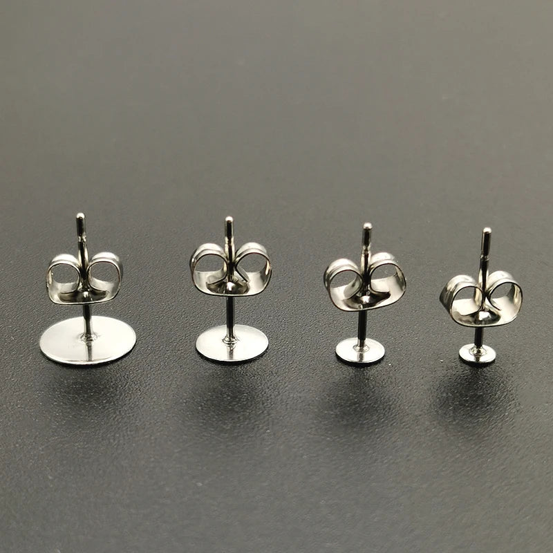 100Pcs Stainless Steel Earring Studs with Ear Backs