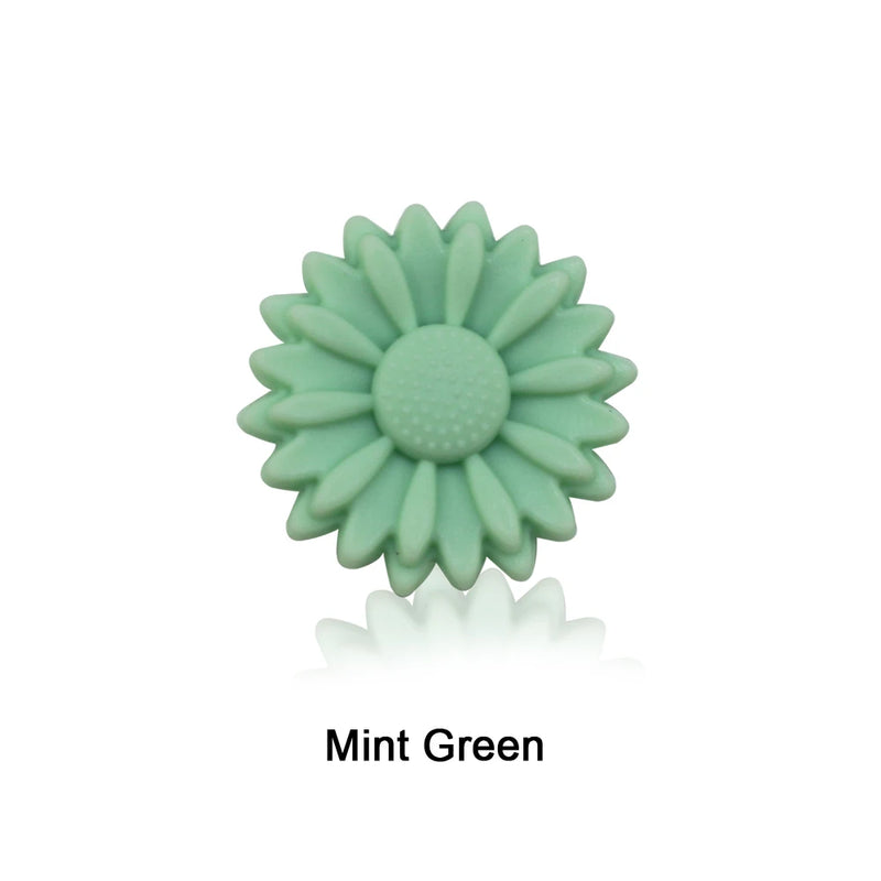 100 Pcs Sunflower Daisy Silicone Beads 22mm Soft Chew Necklace