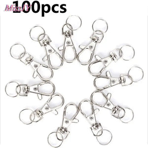 100Pcs Swivel Lobster Clasp Clips Key Hook Split Key Ring Findings For Keychains