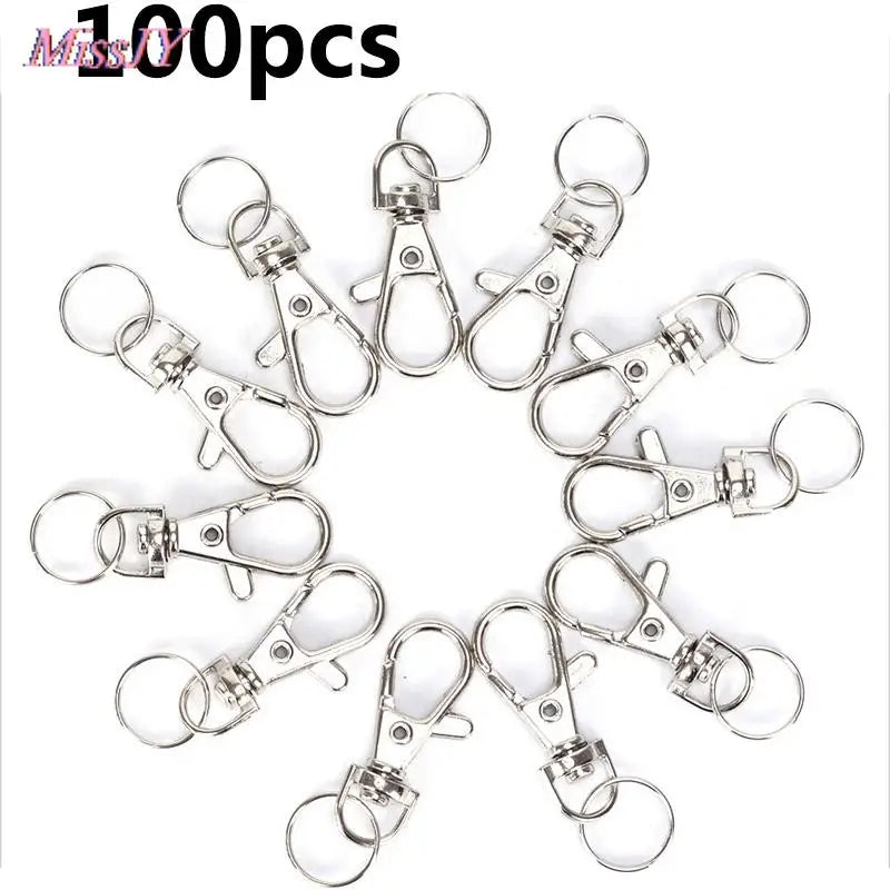 100Pcs Swivel Lobster Clasp Clips Key Hook Split Key Ring Findings For Keychains