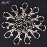 100Pcs Swivel Lobster Clasp Clips Key Hook Split Key Ring Findings For Keychains