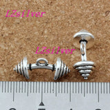 100Pcs Tibetan Silver BARBELL Charm Pendant 21x10mm