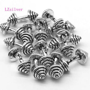 100Pcs Tibetan Silver BARBELL Charm Pendant 21x10mm