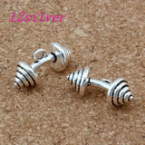 100Pcs Tibetan Silver BARBELL Charm Pendant 21x10mm