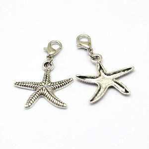 100Pcs Tibetan Silver Starfish Lobster Clasp Charm Pendant 24x38mm