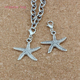 100Pcs Tibetan Silver Starfish Lobster Clasp Charm Pendant 24x38mm
