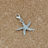 100Pcs Tibetan Silver Starfish Lobster Clasp Charm Pendant 24x38mm