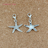 100Pcs Tibetan Silver Starfish Lobster Clasp Charm Pendant 24x38mm