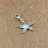 100Pcs Tibetan Silver Starfish Lobster Clasp Charm Pendant 24x38mm