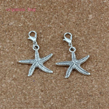 100Pcs Tibetan Silver Starfish Lobster Clasp Charm Pendant 24x38mm