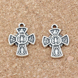 100Pcs Tibetan Silver Cross Charms Pendants 18x24mm