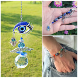100Pcs Tibetan Style Hamsa Hand Pendants with Eye Lampwork Bead