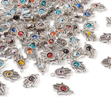100Pcs Tibetan Style Hamsa Hand Pendants with Eye Lampwork Bead