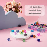 100Pcs Transparent Glass European Beads Rondelle Mixed 14mm Large Hole Bead