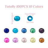 100Pcs Transparent Glass European Beads Rondelle Mixed 14mm Large Hole Bead