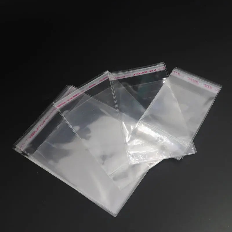100Pcs Transparent Plastic Bag Self-Adhesive Pouches Wedding Engagement Beads