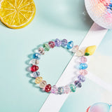 100Pcs Spray Painted Glass Flower Beads with Glitter Powder