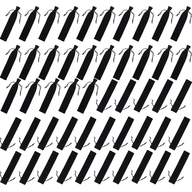 100Pcs Velvet Pen Pouch Drawstring Bag Single Pen Holder Packaging Sleeve