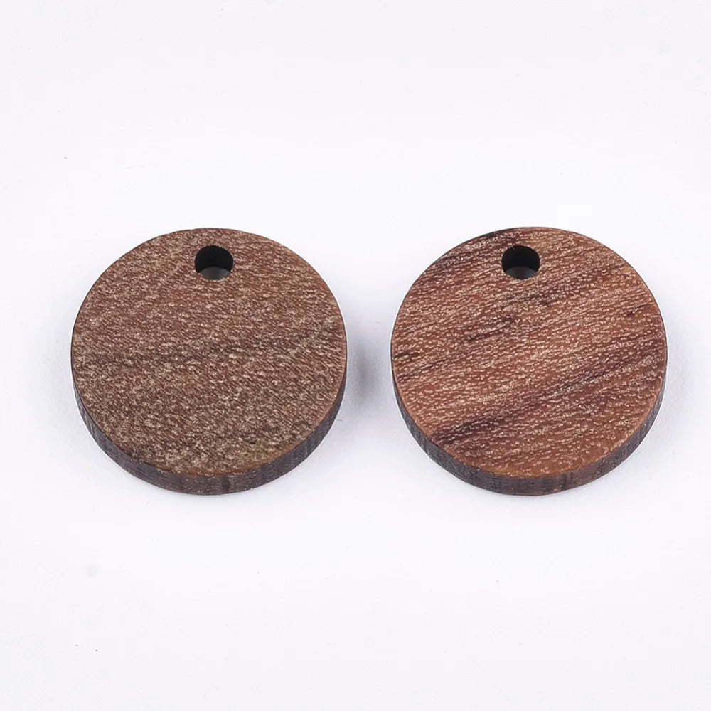 100Pcs Walnut Wood Pendants Geometric Wooden Teardrop Charms