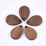 100Pcs Walnut Wood Pendants Geometric Wooden Teardrop Charms