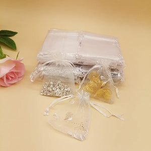 100Pcs Organza Butterfly Drawstring Bags for Women Wedding DIY