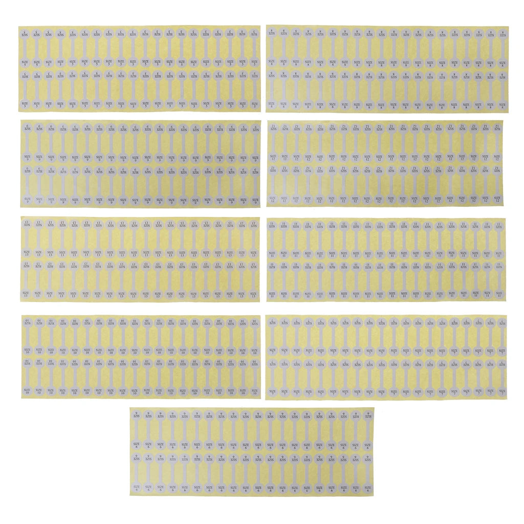 100Pcs Paper Jewelry Sticker Ring Size Tag Labels Display Cards