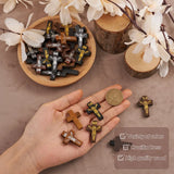 100Pcs Wooden Crucifix Cross Charms for Easter Jewelry Making