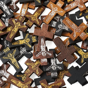 100Pcs Wooden Crucifix Cross Charms for Easter Jewelry Making