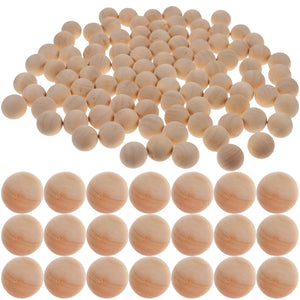 100Pcs Unpainted Round Wood Balls DIY Craft Small Wooden Beads