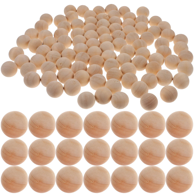 100Pcs Unpainted Round Wood Balls DIY Craft Small Wooden Beads