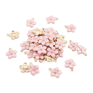 100Pcs Enamel Flower Charms Pendants For DIY Jewelry Making