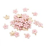 100Pcs Enamel Flower Charms Pendants For DIY Jewelry Making