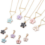 100Pcs Enamel Flower Charms Pendants For DIY Jewelry Making