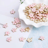 100Pcs Enamel Flower Charms Pendants For DIY Jewelry Making