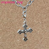 100Pcs Jesus Christ Crucifix Cross Charm Bead With Lobster Clasp